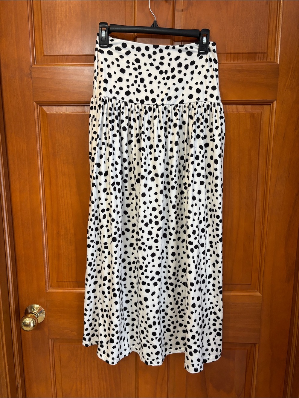 Black & White Dalmatian Print Maxi Skirt